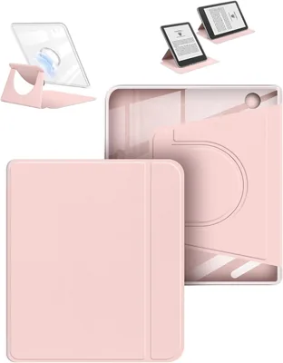 Sakenitly 360° Rotating Case for Kobo Libra 7" (2024), Clear Back, Magnetic Protective Stand