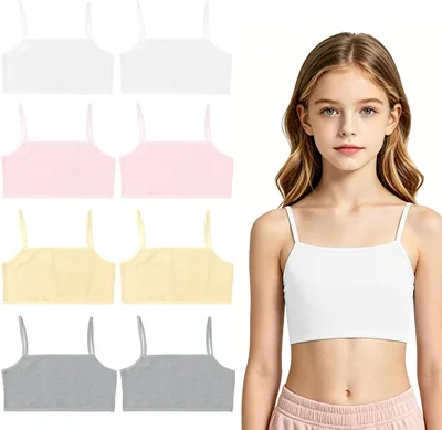 AOOSA Girls Sports Bra - Cotton Crop Tops Best Deal