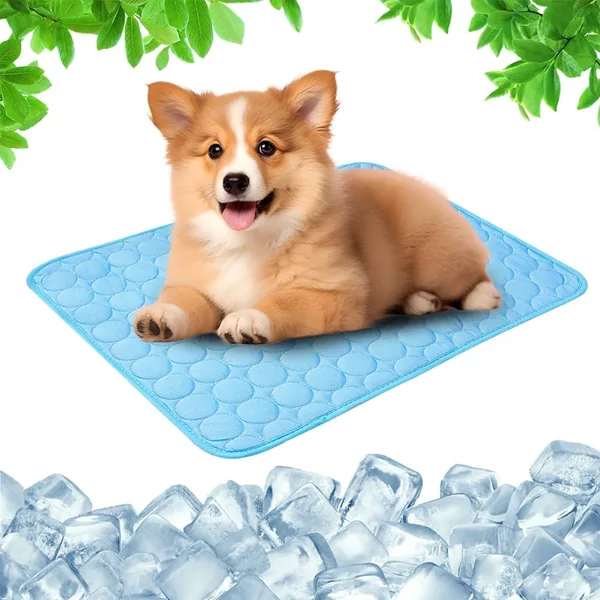 Tapis rafraîchissant pour chats et chiens, fraîcheur prolongée, imperméable et facile à nettoyer (Bleu, S-50 x 40 cm) Meilleur Prix