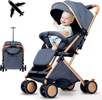2 in 1 Baby Stroller - Lightweight Travel for Airplanes with High Landscape Bassinet