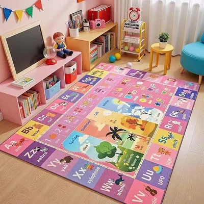 YelaJoy ABC Kids Rug for Playroom, Extra Large 120x160cm Washable Classroom Area Rugs, Toddler Educa