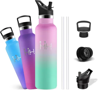 Botella de Agua de Acero Inoxidable de 1 Litro, Térmica, sin BPA, Cantimplora de Acero Inoxidable, Fácil de Llevar, a Prueba de Filtraciones - Mejor Oferta