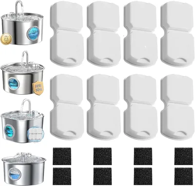 Filtro Fuente para Gatos: 16 Filtros Fuente de Agua para Gatos Adecuado para Atmziqxr - 8 Filtros de Carbón + 8 Espuma Filtrante - Adecuado