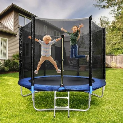 Trampoline de jardin avec filet de sécurité - Certifié TÜV GS - Combinaison échelle - Résistant à l'eau et aux UV - Cadeau