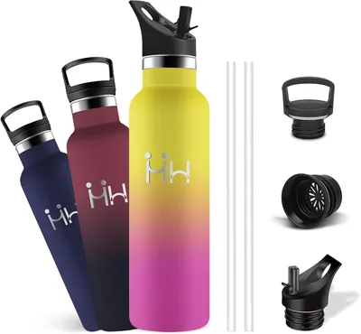 Bouteille d'eau isolée Mujigaga, 1 litre, sans BPA, bouteilles de sport, double vide, étanche, bouteilles en métal, froide pendant 24 heures