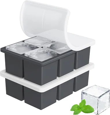 Silicone Ice Cube Trays 2 Pack - BPA Free, Stackable with Removable Lid