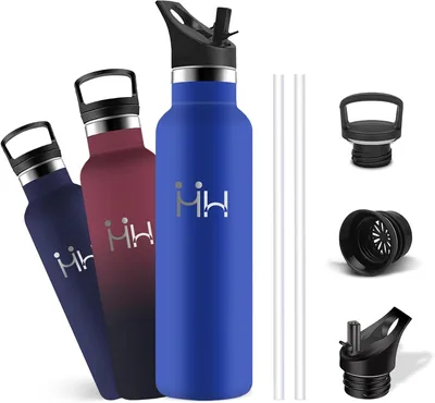 Botella de Agua de Acero Inoxidable - 1 litro - Botella Térmica, Cantimplora sin BPA, a Prueba de Fugas, Aislamiento al Vacío, Fácil de Llevar