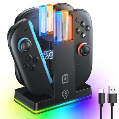 Nintendo Switch 2 Charging Dock - Magnetic Fast Charger with RGB Lights