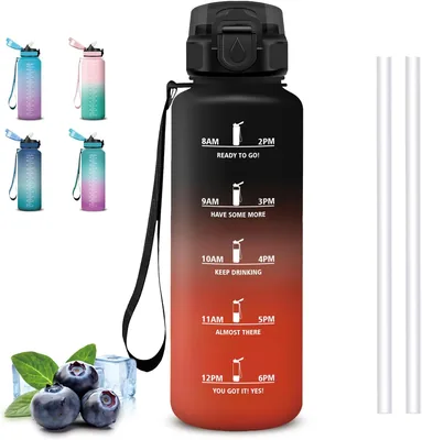 Boccale d'acqua Mujigaga, 1.5L per Palestra, Aprire Facile, Bottiglie con Straccio, Senza Perdite, Boccali Motivazionali, Desig
