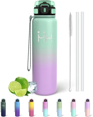 Mujigaga Bottiglia d'Acqua Isolata con Strofinaccio, 1 Litro, Senza BPA, Bottiglie per Palestra, Acciaio Inossidabile, Facile da Pulire, a Prova di Perdite