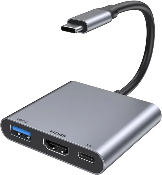 محول USB C إلى HDMI مع مخرج 4K، محول هاب Type-C 3.0 شحن PD، منفذ AV رقمي USB-C للآيفون 15 برو
