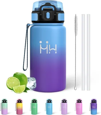 Botella de agua Mujigaga de 500 ml, a prueba de fugas, para niños, térmica con pajita, libre de BPA, reutilizable - Mejor Oferta