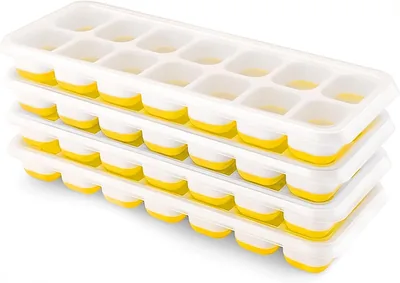 Silicone Ice Cube Trays 4 Pack - BPA Free & Stackable