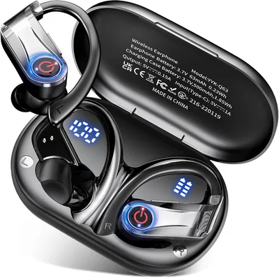 VNMN Bluetooth 6.1 Cuffie Sport, Auricolari Bluetooth (Nero) | 120 Ore di Audio HiFi per Correre, Cancellazione del Rumore
