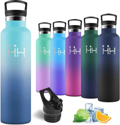 Bouteille d'eau isolée Motswedi 1 L avec paille, flacon isolé, réutilisable, thermos en acier inoxydable 1 L