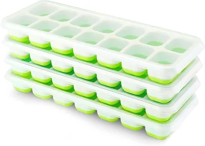 Silicone Ice Cube Trays 4 Pack - BPA Free, Easy-Release 14-Cube Trays, Stackable