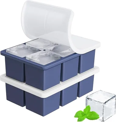Silicone Ice Cube Trays 2 Pack - BPA Free, Stackable, Easy-Release 6-Cube Trays