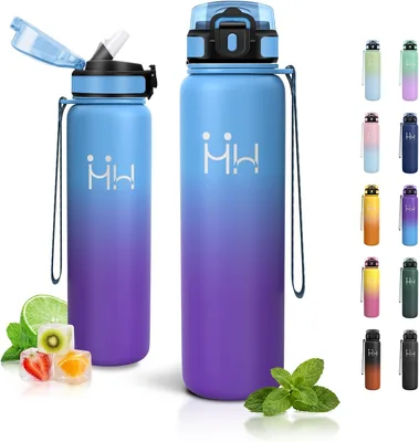 Bouteille d'eau sportive JAPORIA 1L avec paille réutilisable double paroi étanche sans BPA en acier inoxydable pour la randonnée et les sports Gy - Best Deal