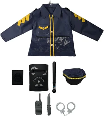 Kids Police Costume Set - 8 Pieces Role Play Kit