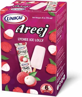 Unikai Areej Lychee Ice Lolly 6x70ml Family Pack - Best Deal