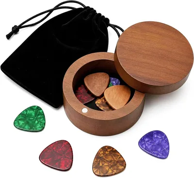 Guitar Pick Holder Set - Wood & Celluloid Picks