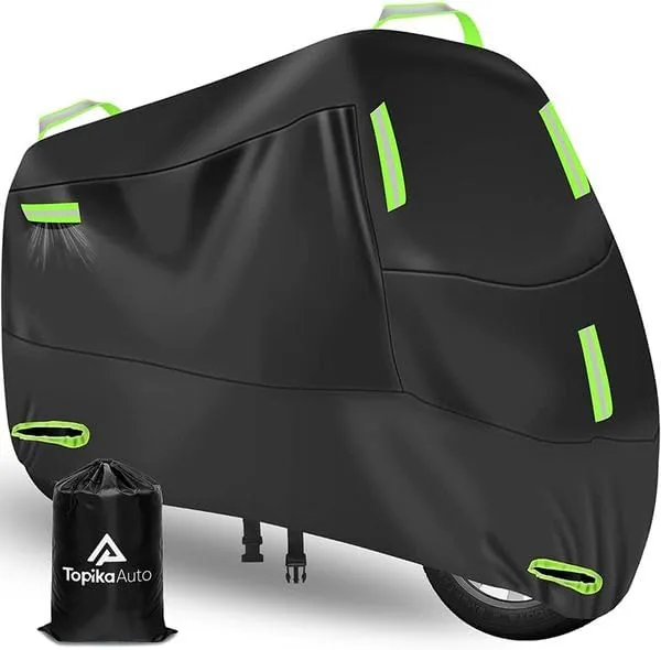 Motorcycle Cover Waterproof Outdoor Heavy Duty 210D PU Bike Shelter
