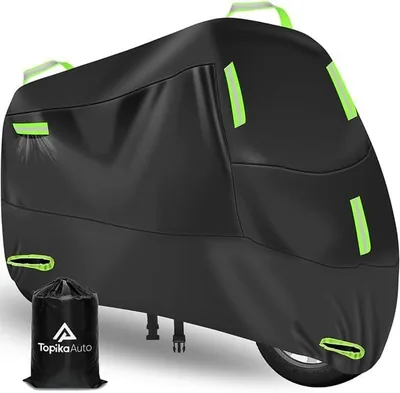 Topika Motorcycle Cover Waterproof Outdoor Heavy Duty 210D PU Bike Shelter