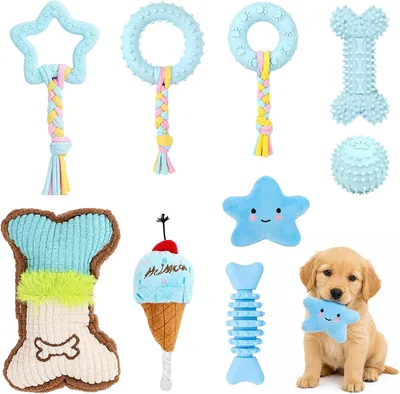 9-piece Puppy Toy för små pussel, interaktiv doggspel för bortskrivnhet och nagkramning