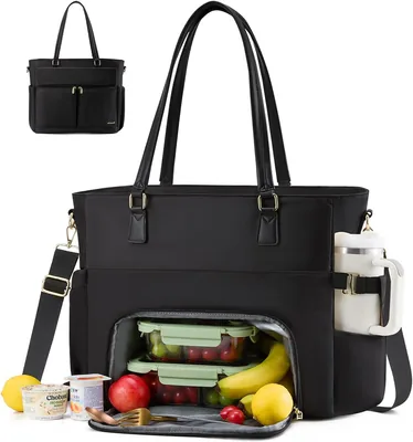 LOVEVOOK Frauen Arbeitsbeutel mit Isolierkühlerfach Laptop-Handtasche | Großes Wasserflaschenfach, Laptopfach