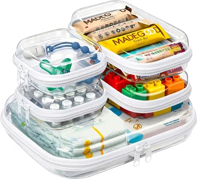 Luggage Packing Organizers Set - 5 Pack Clear Hard Shell Zipper Cases