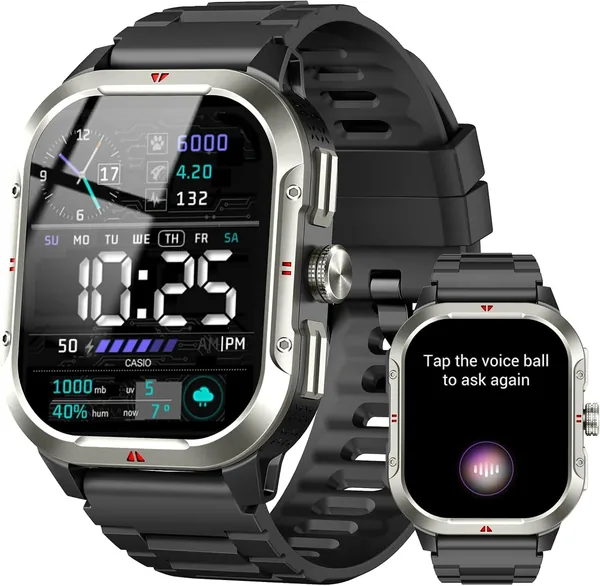 Reloj inteligente GPS para hombres, 2.06'' Smartwatch HD con llamadas Bluetooth, monitor de fitness IP68 con 110+ modos deportivos, monitor de sueño