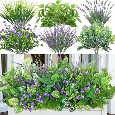 UXORSN 18 Stück Künstliche Pflanzen Outdoor Wetterfest Künstliche Blumen Wie Echte Balkonpflanzen UV-Beständig G