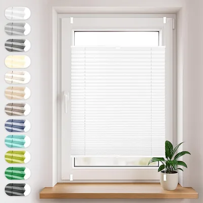 Sonello Klemmfix Pleated Blind, Montaggio Senza Fori, 45 cm x 220 cm, Bianco, Per Porte e Finestre