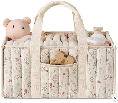 Topika Diaper Caddy Organizer Floral Storage Basket with Handles - Best Deal