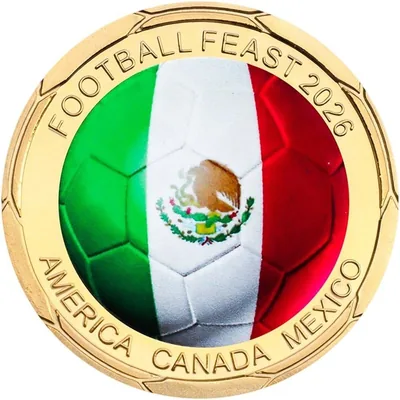 Zonfer Moneda Conmemorativa del Fútbol Feast 2026, Moneda de Desafío del Juego Mundial de Fútbol con Bandera de México, Regalo