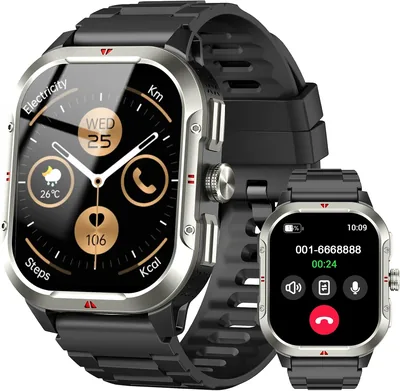 Jugeman Montre Connectée Homme GPS Intégré, Smartwatch Militaire, Noir 2.06" HD, Appel Bluetooth, Étanche IP68, 110+ Sp - 71% Off