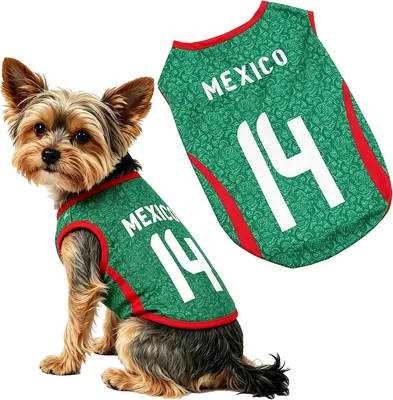Camiseta de Fútbol para Perro México Sin Mangas Mesh Transpirable Traje Deportivo para Cachorro Ropa Mascotas Verano (2XL, Mex)