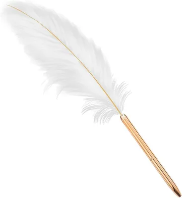 White Retro Feather Ballpoint Pen, Refillable for Wedding & Office