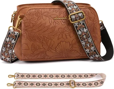 LOVEVOOK Women's Brown Shoulder Bag - Small Handbag with Relief Embossing, 25x15x9cm, Best Deal