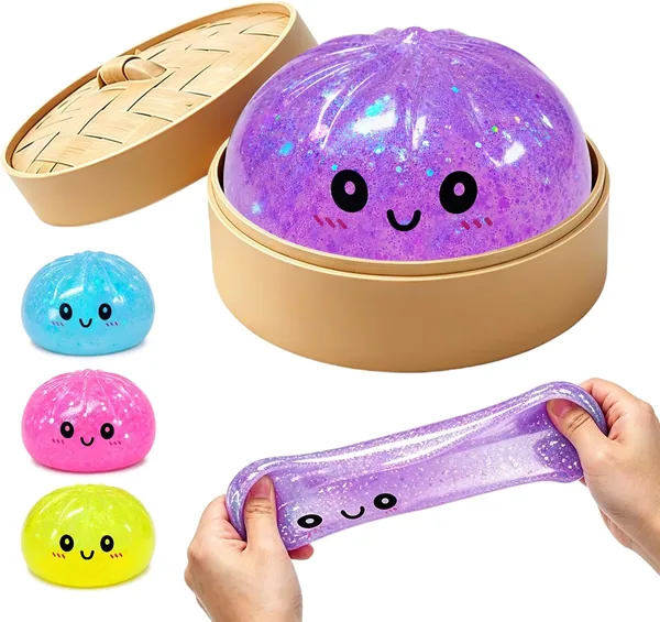 Glitzer-Dumplings Squishy mit Dampfer - Fidget Toy für Angstbewältigung