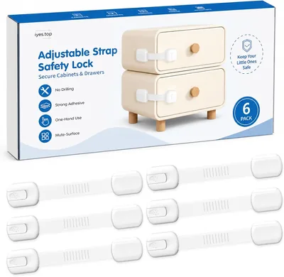 Serraporta per Armadietti, Sicurezza Bambini, Laccetti Regolabili, Serratura Adesiva, 20% di Sconto