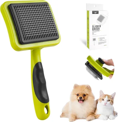 Brosse à poils pour animaux elzle - Chat, Chien, Lapin | Massage et soin - Retire les poils morts et le sous-poil - Long et court poil
