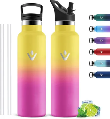 Mujigaga Borraccia Termica 1 Litro con Cannuccia Isolata Sottovuoto Senza BPA