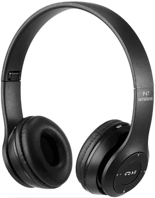 Wireless Headphones Extra Bass Deep Stereo Sound Microphone Black
