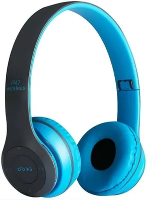 Wireless Headphones Extra Bass Deep Stereo Sound Microphone Blue