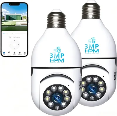 2PCS 3MP Cámara de Seguridad Foco IP66 360° WiFi Exterior/Interior con Aplicación O-KAM Pro y Base E27, Visión Nocturna - Mejor Precio