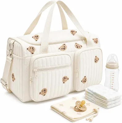 Sac de changement pour bébé BADCRIS avec bandoulière, sac maternel multi-poches, 48 x 26 x 22 cm | Sac maternel, grande bandoulière