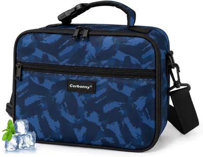 Cerbonny Lunch Box Kids Blue Graffiti Insulated Bag Ice Pack Best Deal