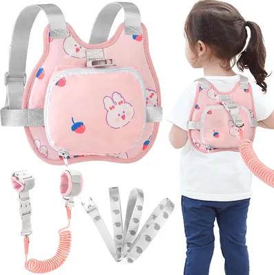 YelaJoy Toddler Harness Leash - Cute Rabbit Design, Anti-Lost Wrist Link, Adjustable Reflective Safety Strap