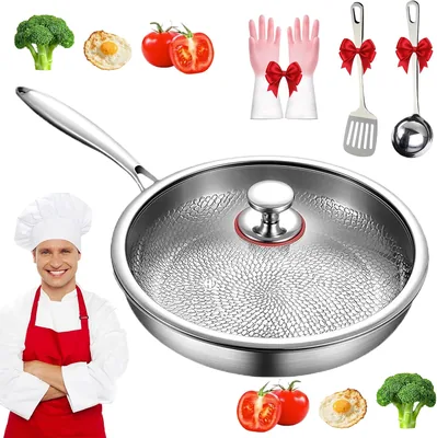 Titaniums Hammered Pan Pro - 100% Pure Titanium Non-Stick Pan with Lid